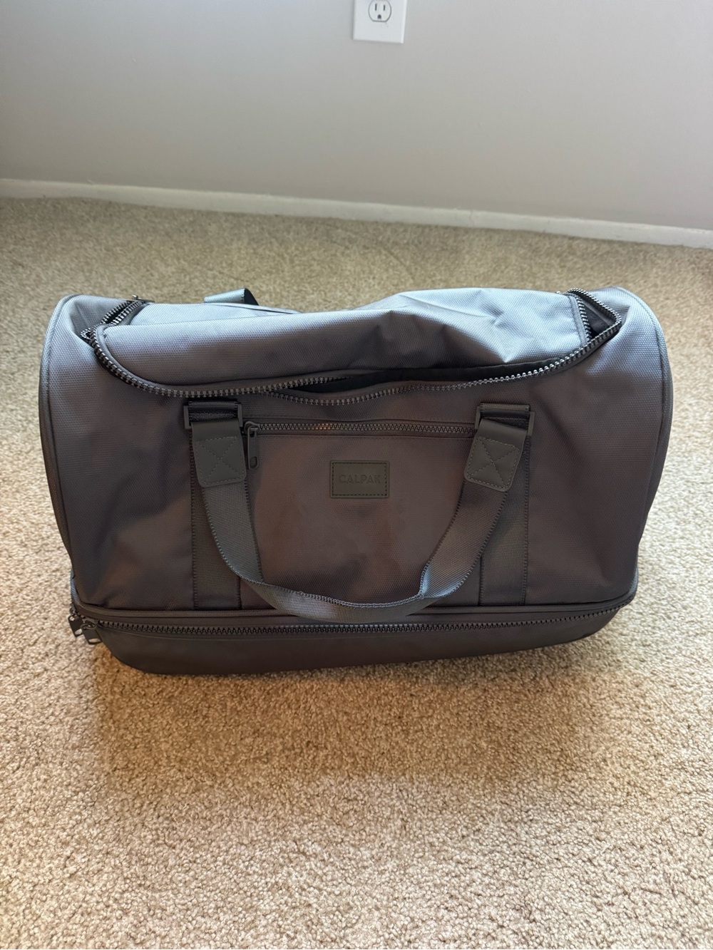 CALPAK Gray Duffel with Bottom Compartment